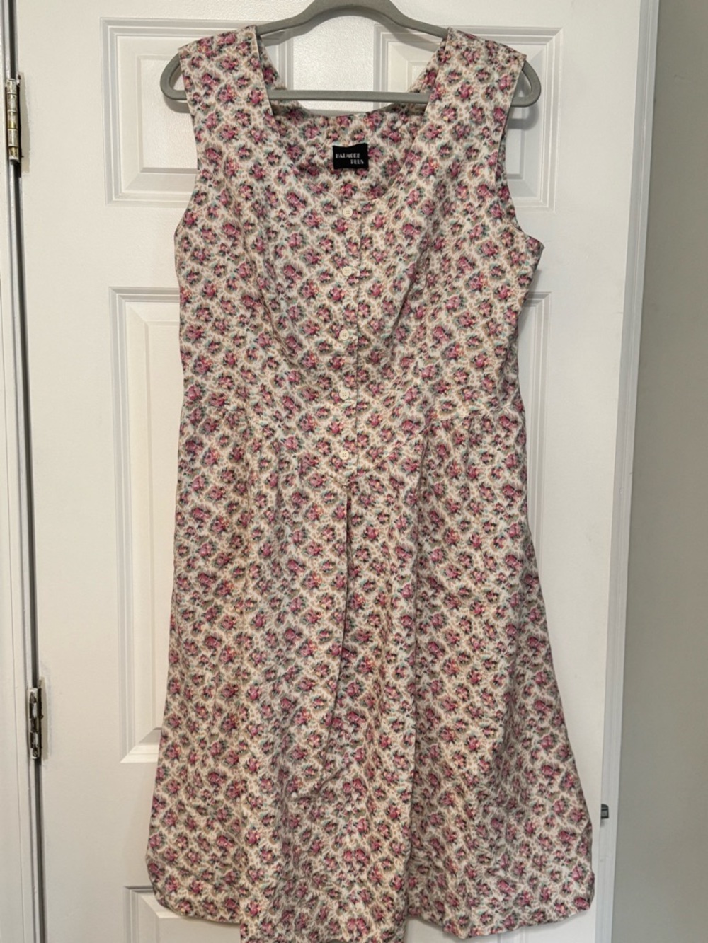 Women’s Vintage Halmode Plus Floral Button Front Tie Back Pockets Sun Dress